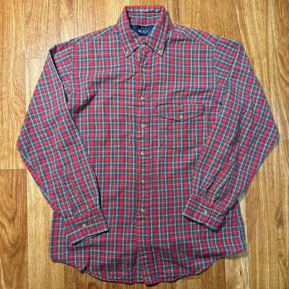 Vintage Woolrich Tartan Plaid Shirt Red Green Holiday